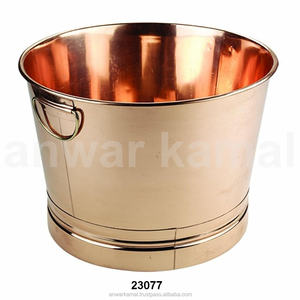 Seau à glace en métal cuivre martelé avec poignée - Product Image 1