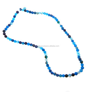 Agate bleue 16 pouces de longueur pierres précieuses 4mm perles simples pour la fabrication de bijoux perles de pierre pour l'artisanat créatif - Product Image 3