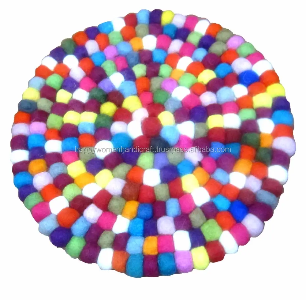 Tapis à boules en feutre-tapis multicolore/tapis à boules en feutre fait à la main au népal/tapis à boules en feutre exporté et fabricant