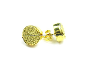 Romantic Luxury Gold Plated Sterling <b>Silver</b> Druzy <b>Stud</b> Earrings Bezel Setting Jewelry for Anniversary Parties & Gifts - Product Image 2