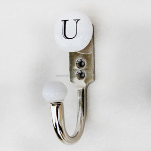 Handmade Premium Quality Alphabet Ceramic White and <b>Black</b> Vintage Wall Mounted <b>Hooks</b> <b>Coat</b> Keys Hangers Holders Wholesale Online - Product Image 2