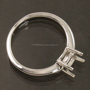 แหวนแต่งงานแบบมีรัศมีส่วนตัวติดหินกึ่งเมานท์ขนาด6มม. แหวนตั้งค่าแบบง่ามเงินสเตอริง925 - Product Image 4