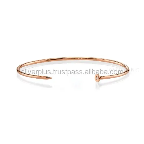 Pulseira de diamante ouro rosa 14k com ponta de pico