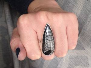 Collier en marbre naturel, fossiles, ammonites, dents de requin, goniatites, forme spéciale 2,3 cm - Product Image 4