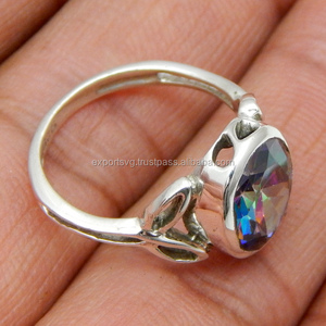 Meilleure vente 925 bague en argent sterling design classique avec quartz mystique pierre précieuse fine cadeau de mariage parfait pour elle - Product Image 2