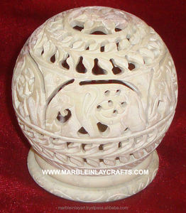 Portavelas de luz de té tallado de esteatita Natural hecho a mano de forma redonda con la mejor calidad para regalo de negocios fabricante - Product Image 1