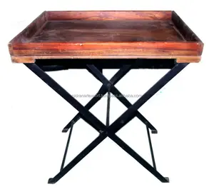 工业和复古通用家用家具铁木服务托盘桌