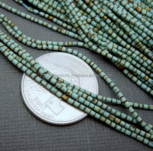 Turquoise minuscule Heishi Tube perle bleu pierres précieuses bijoux de déclaration de mode - Product Image 1