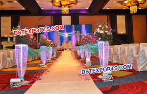 เสาคริสตัลใยแก้วสำหรับงานแต่งงานสมัยใหม่ล่าสุด สำหรับเวทีและทางเดิน ทนทาน สีสั่งทำได้ - Product Image 5