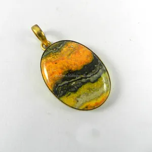 Mặt Dây Chuyền Bumblebee Jasper-Mặt Dây Chuyền Đá Quý-Trang Sức Thời Trang Mạ Vàng 18K-IG2828