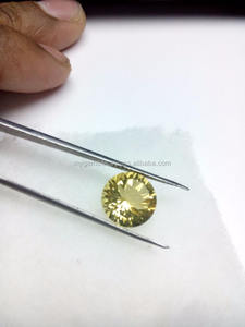 Pierre de citrine naturelle ronde de 10 mm, coupe concave fantaisie - Product Image 5