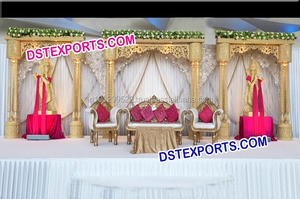 Escenario de boda dorado con recortes, conjunto de escenario de boda paquistaní, decoración de escenario nocturna para recepción de boda - Product Image 5