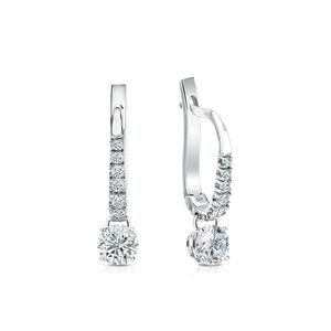 Magníficos y elegantes pendientes de gota de oro blanco de 14 quilates con diamante redondo Natural, accesorio de joyería de aniversario para mujer de estilo moderno - Product Image 2