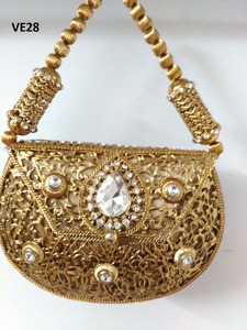 VE25A Bolso de Noche de Metal Vintage Hecho a Mano Diseñador Nupcial Boda Fiesta Embrague Monedero con Piedras de Cristal Compras Indias en Línea - Product Image 4