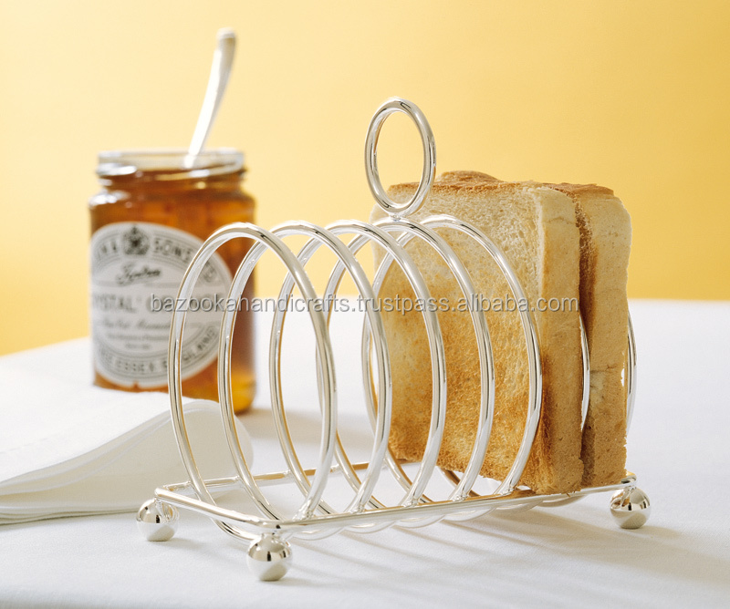 Porte toasts en métal argenté à 8 compartiments