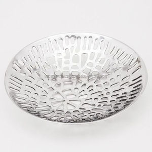 Cuenco de lujo de decoración de Metal blanco brillante pulido calidad Superior elegante cuenco grande para servir frutas para uso en el hogar y la cocina - Product Image 1