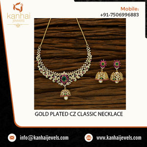 Collier américain CZ plaqué or, excellente finition, mm - Product Image 2