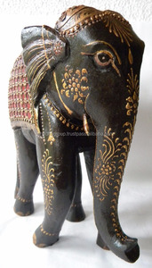 Beautiful Hand-Carved Wooden Elephant Sculpture Real Masterpiece Indian Art Long Legs Decorative Model <b>Animal</b> <b>Painting</b> Gift - Product Image 4