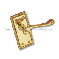 OMG Industries Poignée de porte de serrure en laiton antique avec plaque Poignée de finition noire en fonte Poignée de levier de mortaise pour fenêtre de porte