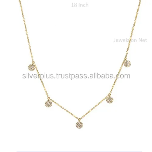 Genuine Diamond Discs 14k Gold Chain Necklace