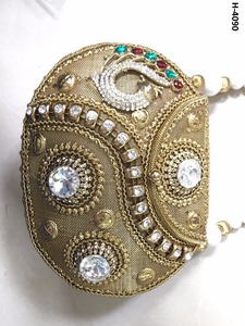 H4089 Ladies' Handmade <b>Metal</b> Evening Clutch Gold Silver Tone Fashionable Stone <b>Beaded</b> Tote Bags Online Shopping Party Bag - Product Image 2
