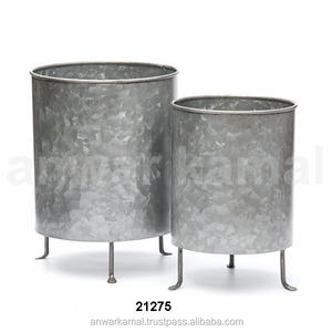 Lot de 2 jardinières de jardin en zinc galvanisé en métal de haute qualité pour le jardin - Product Image 1