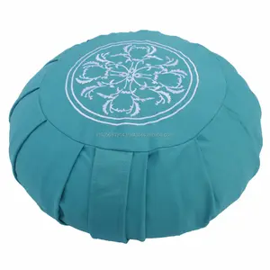 Turquoise color embroidered Pleated zafu Cushion for meditation purposes Indian Supplier