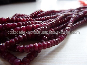 Gema lisa de rubí teñida, piedra Natural redonda, 4mm, 1mm, agujero de 14 pulgadas - Product Image 3