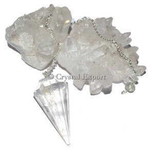 Clear Quartz 12 Faceted Healing Pendulums : Top Collection Faceted Healing Pendulums - Product Image 1