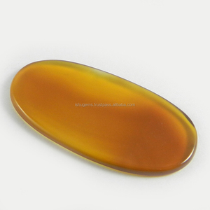 พลอยแคลซิโดนีสีเหลืองธรรมชาติ รูปไข่ขนาด 25x50 มม. แบบคาโบชอง - Product Image 1