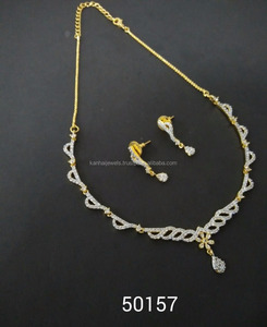 Ensemble de colliers de couleur or personnalisés pour femmes, bijoux artificiels de haute qualité, diamant américain CZ, au royaume-uni, pour femmes, collection 50157 - Product Image 1