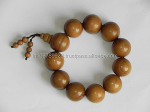 Pulsera de cuentas de sándalo dorado natural, cuentas sueltas, cuentas de madera - Product Image 2