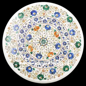 Pietra Dura đá cẩm thạch Vòng Inlay bảng Top đá cẩm thạch trắng Inlay Bàn cà phê Top đá cẩm thạch Inlay Top đá dát bảng cho trang trí nội thất