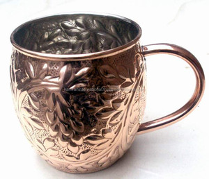 Tasse de tonneau en cuivre gaufré de Moscou de 16oz avec doublure en nickel écologique - Product Image 3