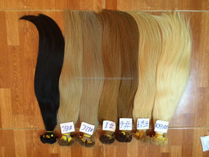 Extensiones de Cabello Virgen Pre-adheridas con Punta Plana # 60/ # 6/ # 8/ # 27 Cabello Humano 100% Remy, Liso y Sedoso, Ondulado, Longitud de 12-32 Pulgadas - Product Image 1