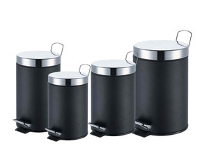 Cubo de Basura Redondo Negro con Pedal, Diseño Simple, Cesta Interior de PP, Pedal de Acero Inoxidable para Sala de Estar - Product Image 2