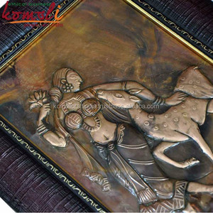 ชุดภาพจิตรกรรมฝาผนังเชอรูบิก 3 ชิ้น ภาพจิตรกรรมฝาผนังโลหะขนาดใหญ่ งานแกะสลักทองแดง - Product Image 5