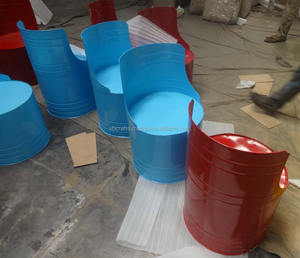 Chaise moderne industrielle confortable Chaise longue en métal au design unique de baril de pétrole multicolore pour restaurant, maison et salon - Product Image 3