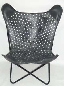 Hermosa y Cómoda Silla Mariposa Hecha de Hierro y Cuero para su Sala de Estar. - Product Image 3