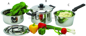 Ensemble de casseroles en acier inoxydable au design classique, respectueux de l'environnement, avec poignée - Product Image 2