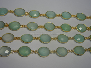 Chaîne de connecteur de lunette Aqua Calcedony Pierres précieuses plaquées or pour les fêtes, les mariages, les anniversaires ou comme cadeau - Product Image 2