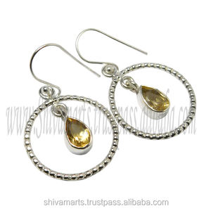 Beautiful Vintage Style 925 Sterling Silver <b>Citrine</b> Gemstone <b>Earrings</b> for Weddings Parties Manufactured by Woman Fashion Jewelry - Product Image 2
