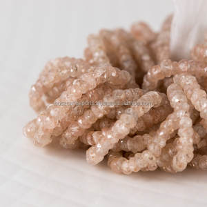 Perles Rondelle à facettes en Zircon, couleur Champagne, pierres précieuses naturelles - Product Image 1