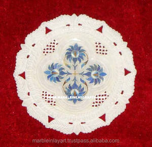 Placa incrustada de mármol blanco, placa decorativa - Product Image 1