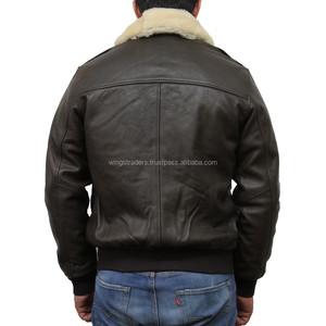 Blouson aviateur en cuir italien avec col en fourrure de lapin pour homme, toutes tailles et couleurs disponibles - Product Image 6
