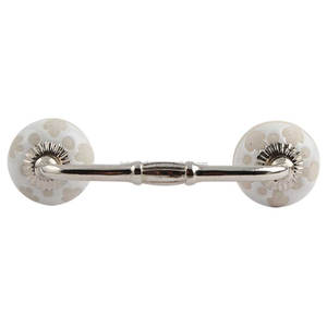 Poignée d'armoire en vrac fait à la main crème en céramique Floral Bridge Design commode poignée Lot Vintage tiroir armoire porte tirer - Product Image 1