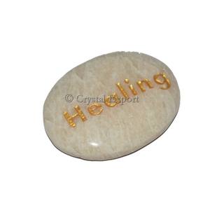 Pierre gravée de guérison en pierre de lune sculptée de style Feng Shui - Product Image 1