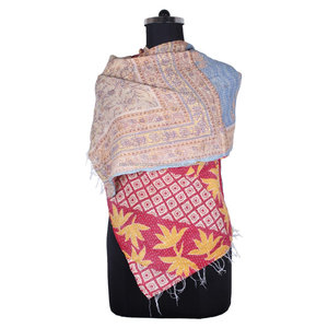 Kantha Work Cotton Handmade <b>Vintage</b> Style <b>Scarf</b> Trendy Design Girls SC1039 Long Hand Stitched Cotton Kantha - Product Image 1