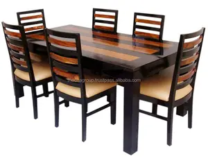 Colorido seis sitter conjunto com almofada cadeira de jantar de madeira