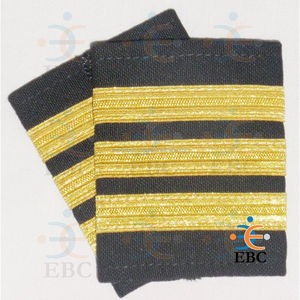 OEM อินทรธนูนักบินปรับแต่งได้แจ็คเก็ตที่มีอันดับแถบลื่นบนแผ่นผ้าสะพายไหล่สีดำทอง - Product Image 3